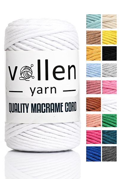vollen yarn Σκάλισμα μακραμέ νήμα, 3mm μονό στριφτό, πλεκτό νήμα μακραμέ, σκάλισμα βαμβακερό μακραμέ