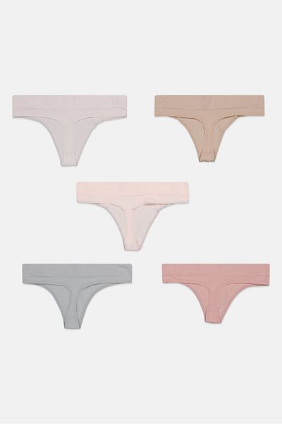 Tahari Women 5 Pack Pull-On Thong Panties, Grey