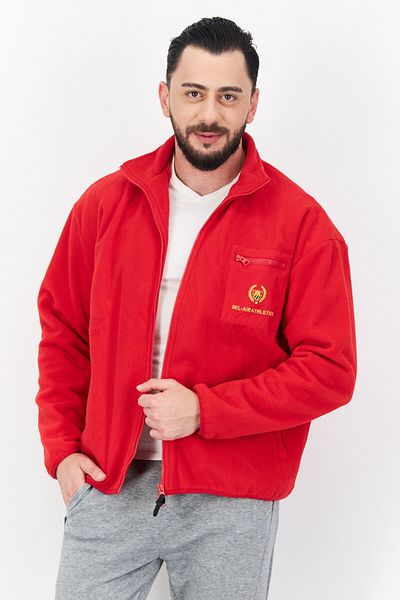 Bel-Air Athletics Men Sportswear Fit Long Sleeve Embroidered Sweatshirt, Red