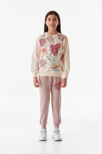 Fulla Moda Κείμενο εμπριμέ Crew Neck Jogger για κορίτσια αθλητική φόρμα