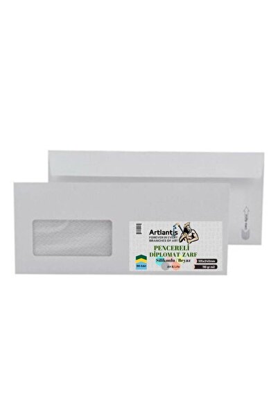Artlantis Plic Diplomat cu fereastră 10,5x24 cm Alb 90 gr Silicon 100 bucăți ...