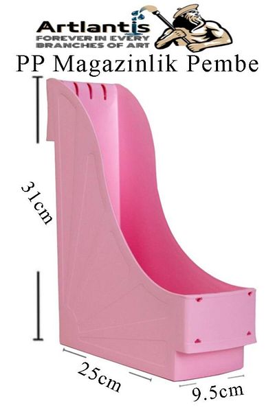 Artlantis Pink Plastic Magazine Holder - 2 A4 File and Desk Organizer Folders