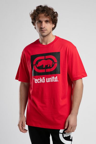 ECKO UNLTD Ithaca Red Crew Neck Embroidered Oversize Men's Tshirt