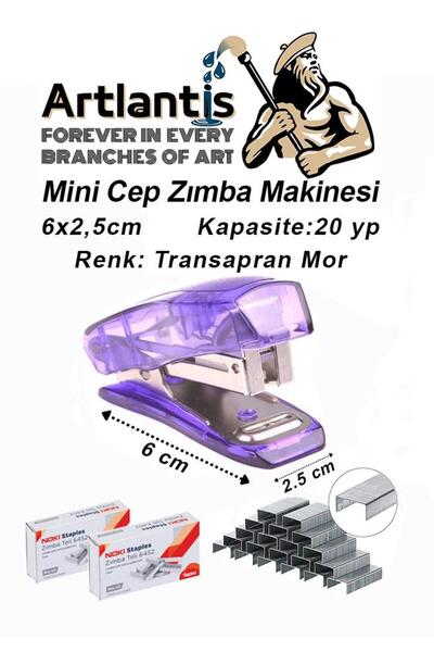 Artlantis Mini Cep Zımba Makinesi 24/6 Mavi Std S3T 1 Adet Noki 24/6 Zımba Te...