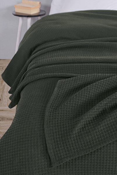 Evim Pamuklu Aden Haki Çok Amaçlı Yatak Örtüsü Tek Kişilik - 160x230 Cm