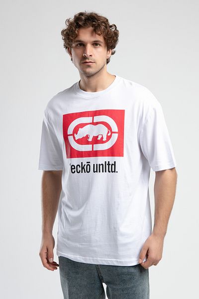 ECKO UNLTD Ithaca White Crew Neck Embroidered Oversize Men's Tshirt