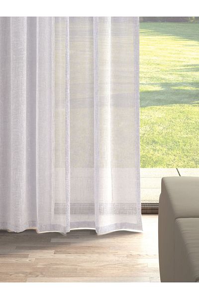 Perle White Color Linen Look Plain Tulle Curtain Does Not Want Ironing