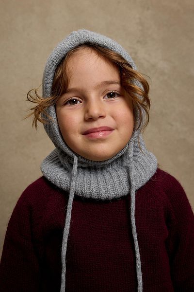 Fahhar Kids Gray Drawstring Children's Snow Beanie