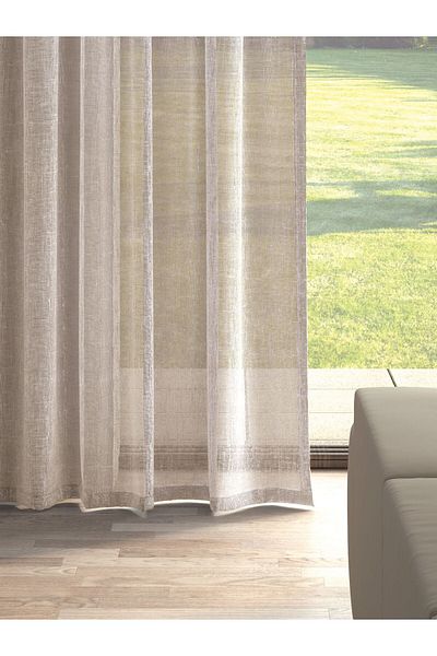 Perle Milk Coffee Color Linen Look Plain Tulle Curtain Does Not Want Ironing