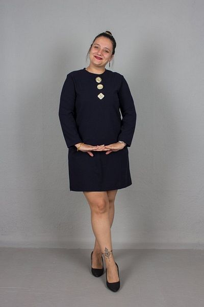 Truva XXL Plus Size Knee Length Crepe Fabric Buckle Detail Dress