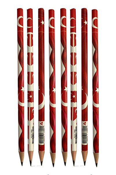 Artlantis Türk Bayraklı Yuvarlak Kurşun Kalem 8 Adet 1 Paket Fatih Kurşun Kal...