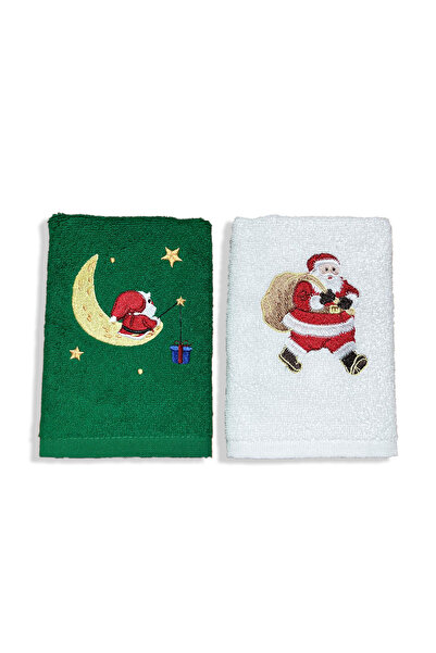 Ellaline New Year's Towel Set - 2-Piece Embroidered, 100% Cotton, Certified, Hand Face and Kitchen Guest Christmas 30X50Cm