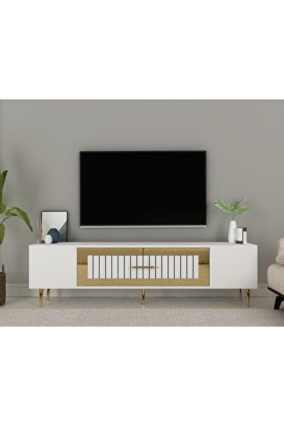 DEMONTE DECOR DEKOLP3DD TV SEHPASI BEYAZ-ALTIN