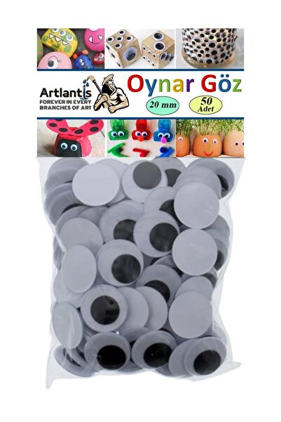 Artlantis Oynar Göz Siyah 20 mm 50 li 1 Paket Oynayan Göz 20mm Hobi Tasarım A...