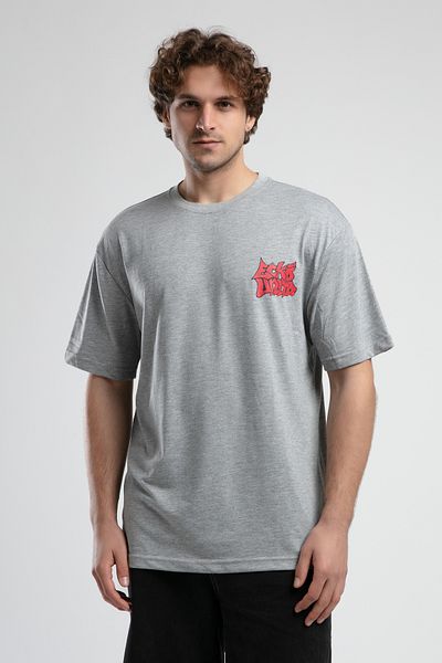 ECKO UNLTD Bryant Gray Crew Neck Printed Oversize Men's Tshirt