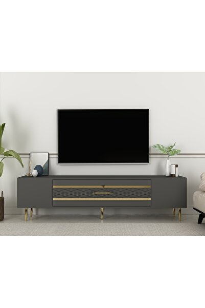 DEMONTE DECOR Dekolp2dd Tv Sehpasi Antrasi?t Altin