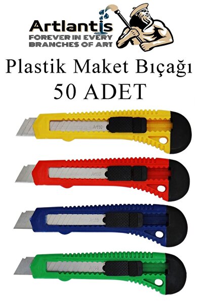 Artlantis Lamă de cuțit utilitar din plastic, dimensiune mare, 50 bucăți, 18 ...