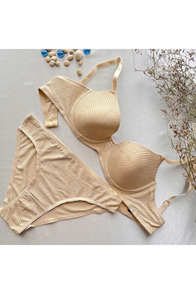 KARAZ Diamond Patterned Underwire Unfilled Bra Set - Ten-90-B