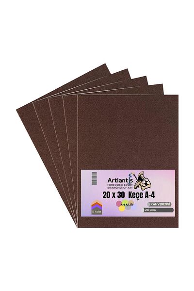 Artlantis Brown Felt A4 2 Mm 20x30 Cm 5 Pieces 1 Pack School Nursery Activity