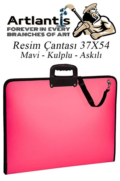 Artlantis Pembe Resim Çantası Fermuarlı Kulplu 37x54 cm 1 Adet Teknik Resim D...