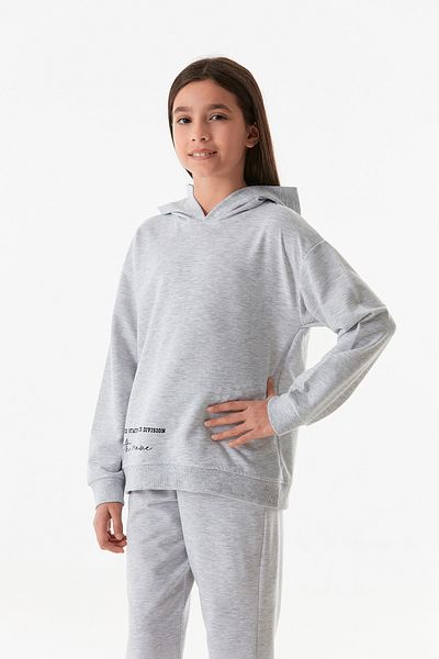 Fulla Moda Σετ κοριτσίστικη φόρμα Jogger με κουκούλα με κείμενο
