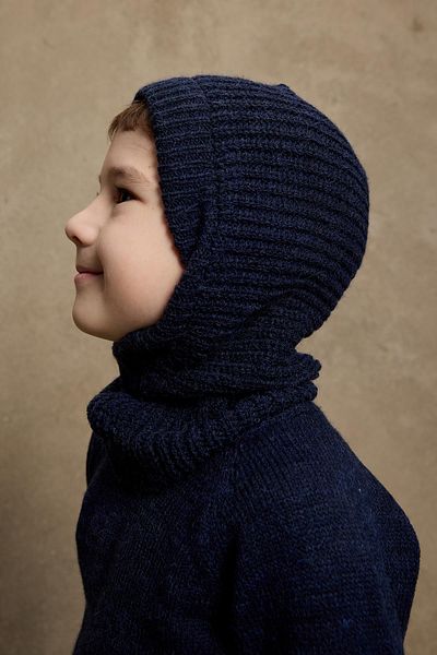 Fahhar Kids Navy Blue Knitted Kids Balaclava - Beanie