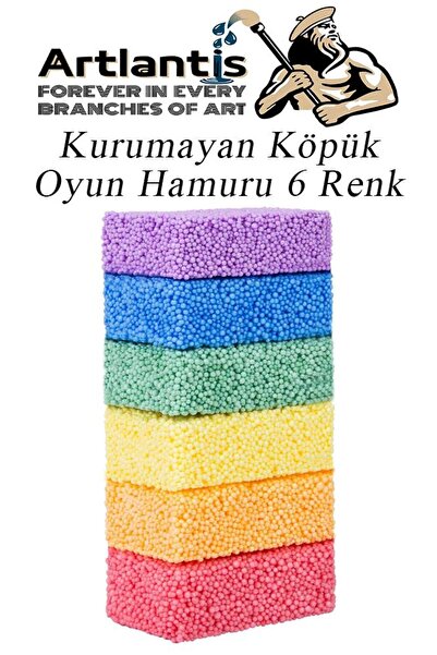 Artlantis Kurumayan Köpük Oyun Hamuru 6 Renk 1 Paket Köpük Hamur 6 lı 6X10 gr...