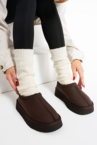 Seniorah Дамски пантофки Lisa Brown Suede с подплата от изкуствена кожа