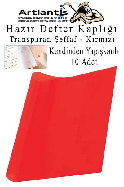Artlantis Red Transparent Frosted A4 Notebook Cover - 10 Pieces 1 Pack, Velcro and Adjustable Self-adhesive