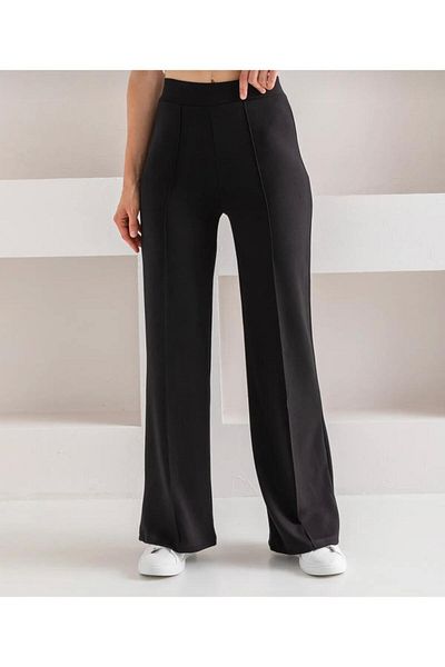 OYS Women's Black High Waist Recovery Bol Leg Modal Fabric Grass Pants1