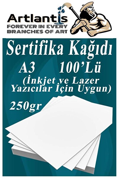 Artlantis ورق شهادات A3 سميك 100 قطعة ورق تصوير بوزن 250 جرام متوافق مع جميع ...