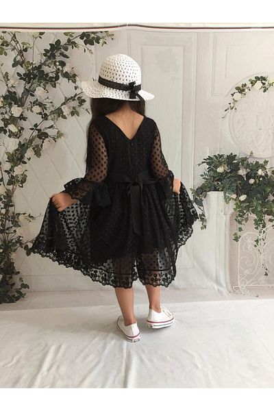 Mixie Girl's Laced Lace Dress Black Special Occasion Birthday Dress