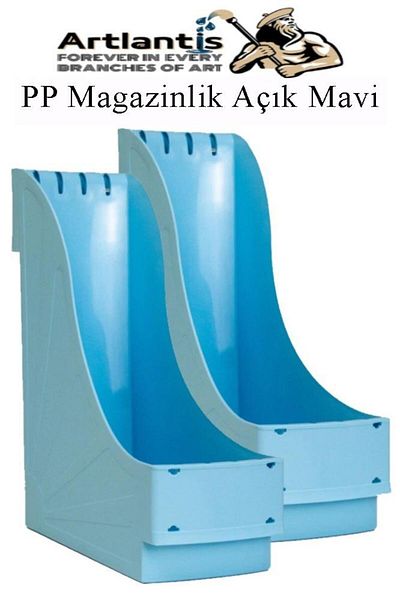 Artlantis Light Blue Plastic Magazine Holder - 2 Box Folders, A4 File and Desk Organizer