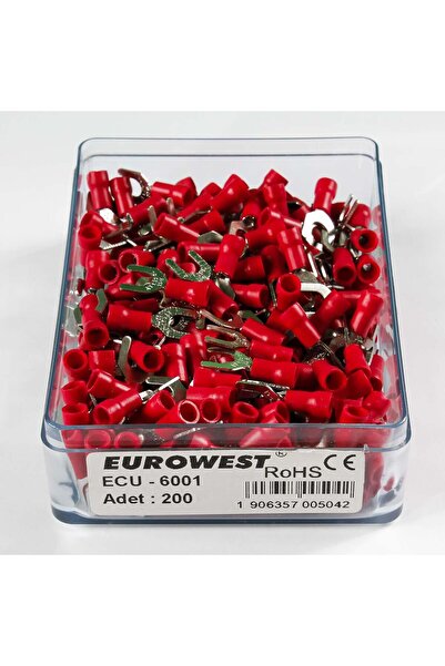 EUROWEST Red Insulated 6.0mm M6 Cable End - 400 Pieces