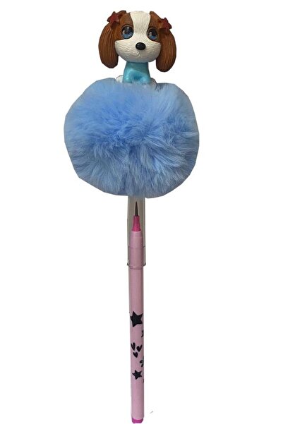 Artlantis Ponponlu Köpek Figürlü Yumurtlayan Kalem 1 Adet Köpek Şekilli Yumurtlayan Kalem Hediye Kalem Tüylü S