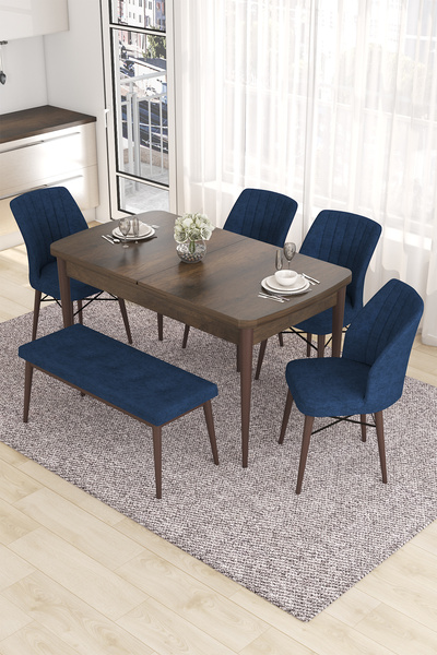 Canisa Concept Eva Serisi 80x132 Açılabilir MDF Mutfak Masası Takımı Barok De...