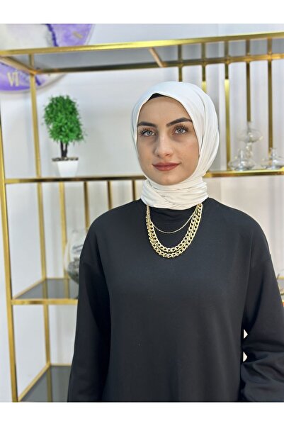 R&S modibone Imported Fabric Snap Fastener Ready Shawl Used in Two Sleeves Ecru Color