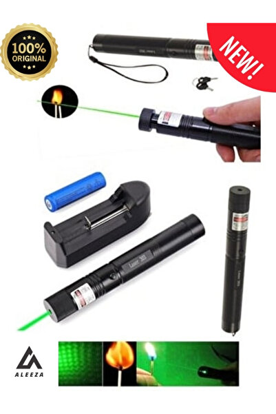Aleeza A kalite Güçlü Laser Pointer Şarjlı Güçlü Yeşil Lazer Metal Kasa New Version