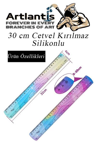 Artlantis Unbreakable Ruler 30 Cm Silicone Rainbow 1 Piece Flexible Silicone Ruler Office School Classroom