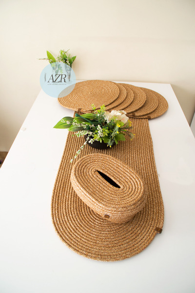 AZR HOME DESİGN JÜT ,HASIR,AMERİKAN SERVİS,6 SUPLA,1 RUNNER,1 PEÇETELİK