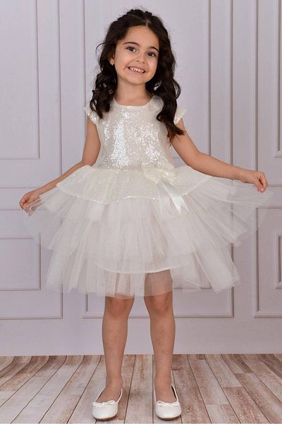 Mixie White Girl's Tulle Evening Dress Party and Birthday Dress