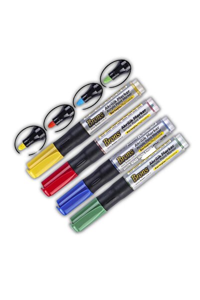 Brons Akrilik Marker Yuvarlak Uç 4 Adet 1 Paket Akrilik Markör Metal Seramik ...