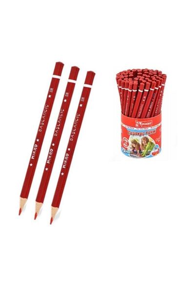 Mikro Red Jumbo Triangle My First Pencil Red Thick Pencil Head 3 Pieces