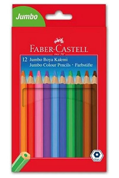 Faber Castell Kuru Boya Jumbo Tam Boy 12 Renk 1 Paket Karton Kutu Jumbo Kuru ...
