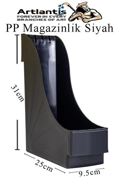 Artlantis Black Plastic Magazine Holder - 2 A4 File and Desk Organizer Box Folders