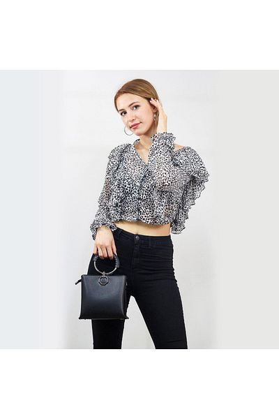 Nas Bag Geantă de damă, cu lanț, elegantă, neagră, Liza