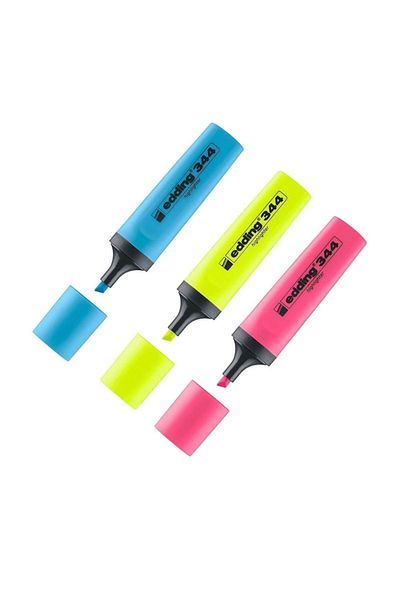 Edding 3 Highlighter - Blue, Yellow, Pink Marker