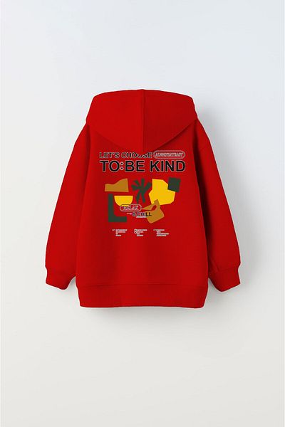 The Champ Clothing Червен унисекс детски суитшърт с качулка, полар, с щампа "Нека изберем да бъдем добри"