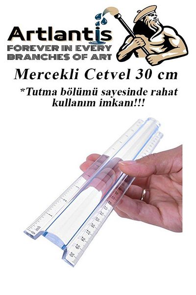 Artlantis Ruler with Lens 30 cm Plastic Transparent 1 Piece School Classroom Student Magnifying Glass Easy to Hold Ruler 30 cm