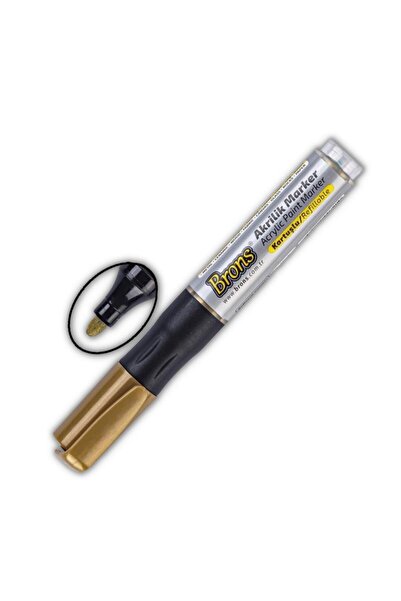 Brons Akrilik Marker Yuvarlak Uç 1 Adet Akrilik Markör Metal Seramik Ahşap Kumaş Tuval Cam Taş